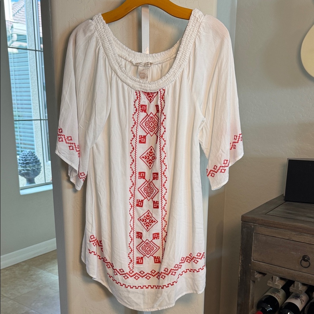 Flying Tomato White Dress with orange embroidery MD